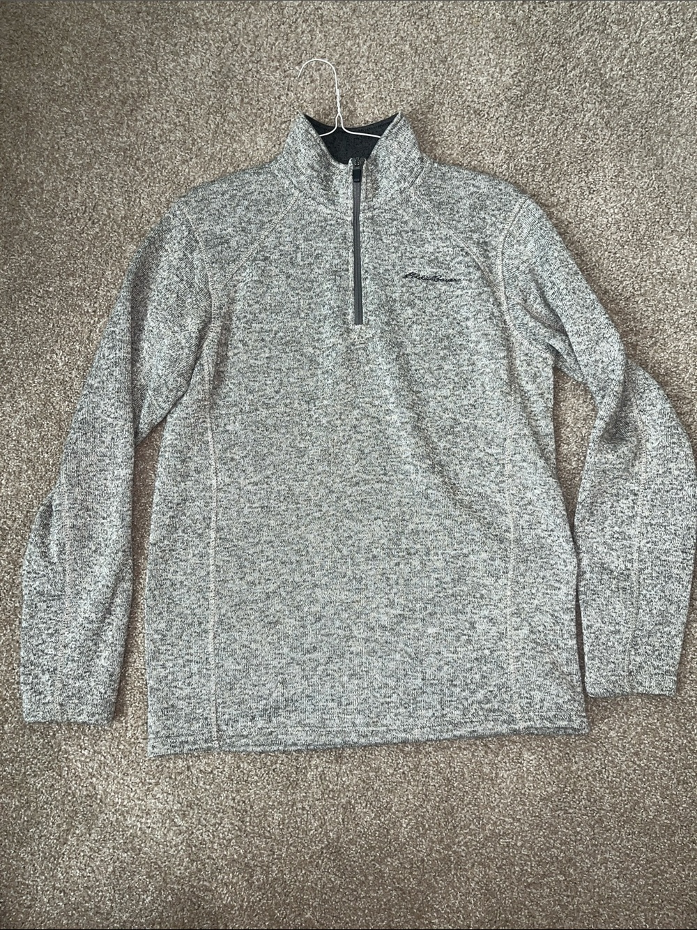 Eddie Bauer Men's Light Grey Heathered Quarter-Zip Pullover